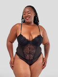 Splicing Sexy Bodysuit With Underwire - Black